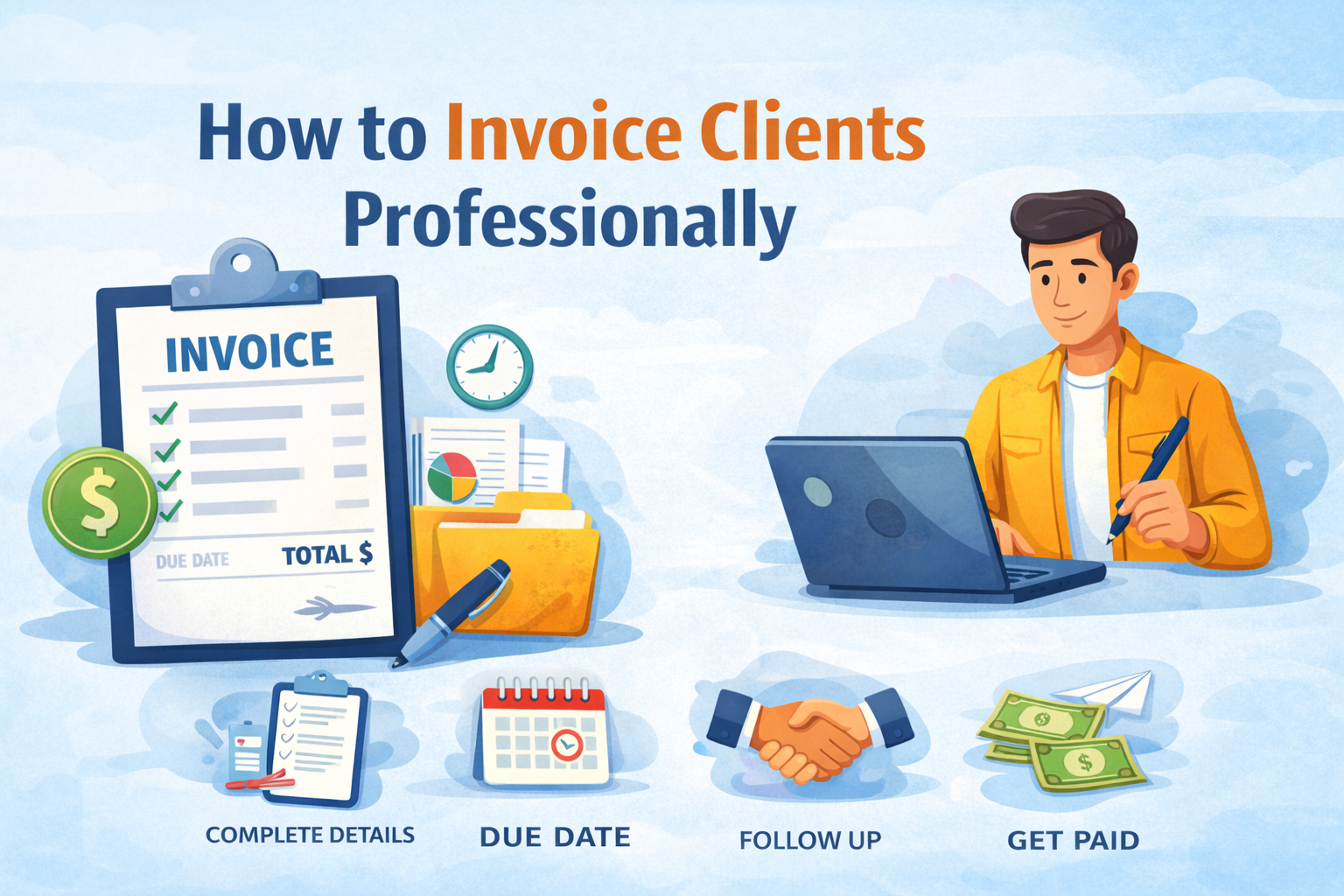 Professional client invoicing guide illustration